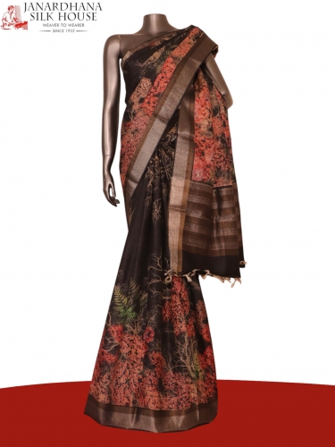 Pure Floral Tussar Silk Saree